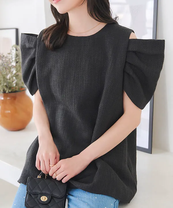 ボリュームショルダーツイードトップス [C7251] - レディース
