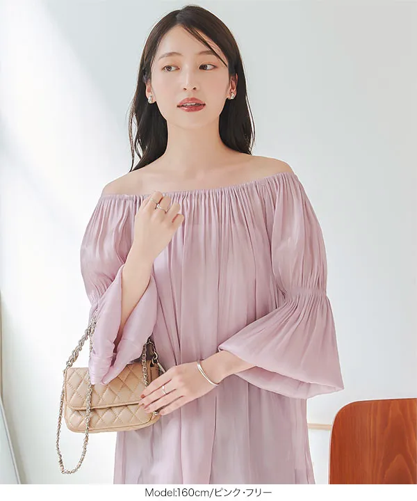 シアーシャイニー2wayオフショルブラウス [C7291] - レディース