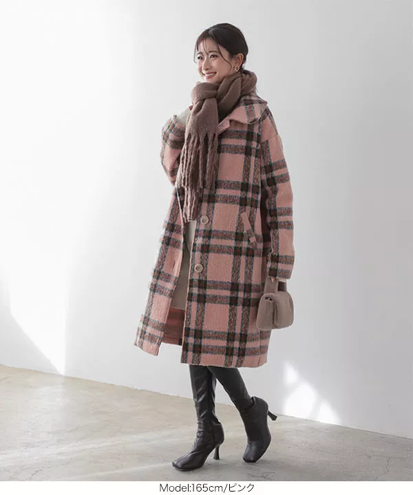 シャギーチェックコート[K1207] - レディースファッション通販 神戸