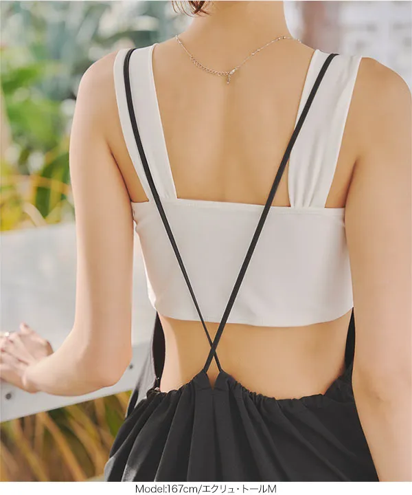 ラッシュガード ] 3点セットセパレート水着付きサロペット [S212