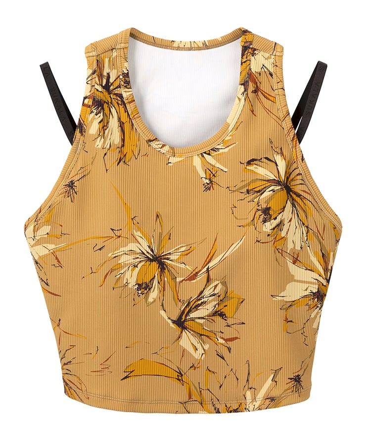 SUKALA】リブBigフラワープリントショートタンクトップ(S・M・Lサイズ