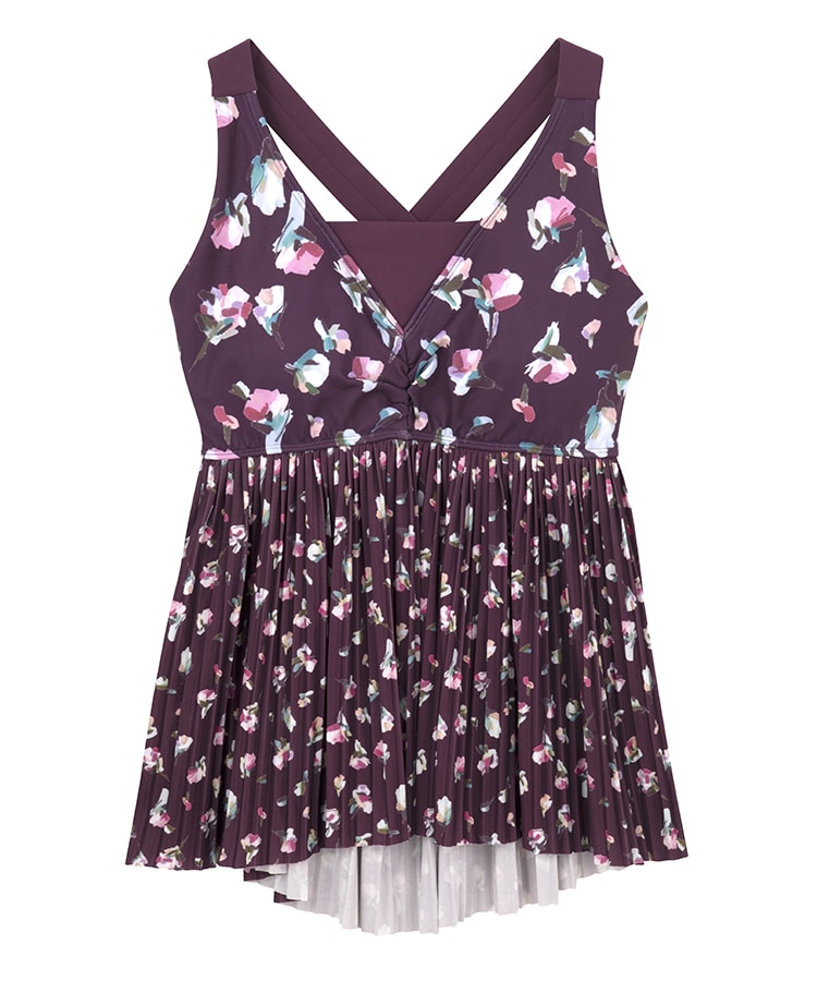 SUKALA】ローズプリントプリーツタンクトップ(XS・S・M・L・LLサイズ