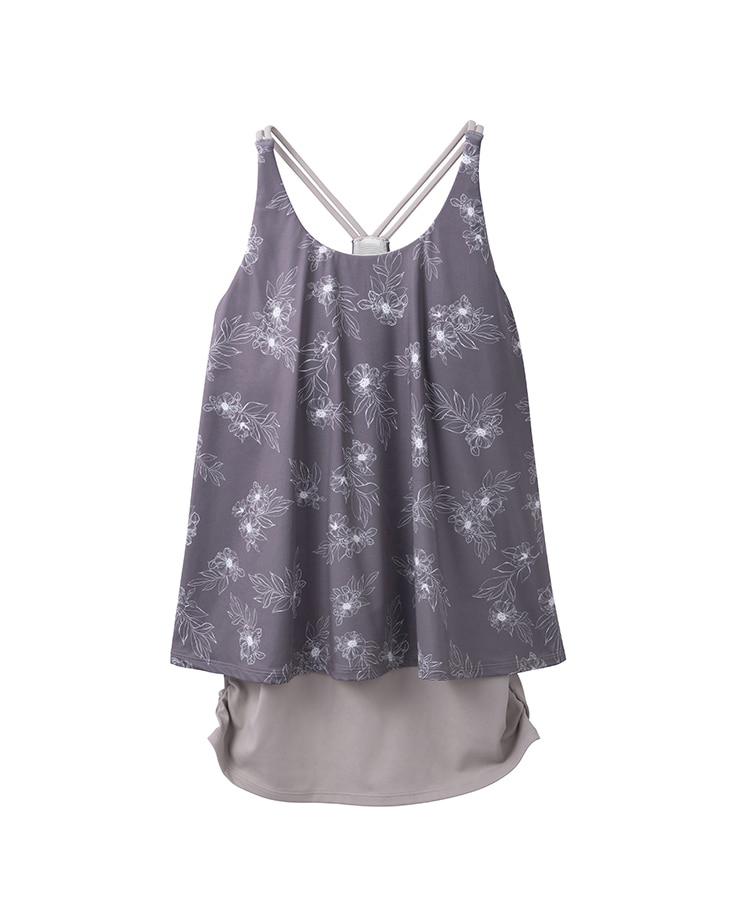 SUKALA】フラワープリントカバータンクトップ(Sサイズ ピンクブラウン