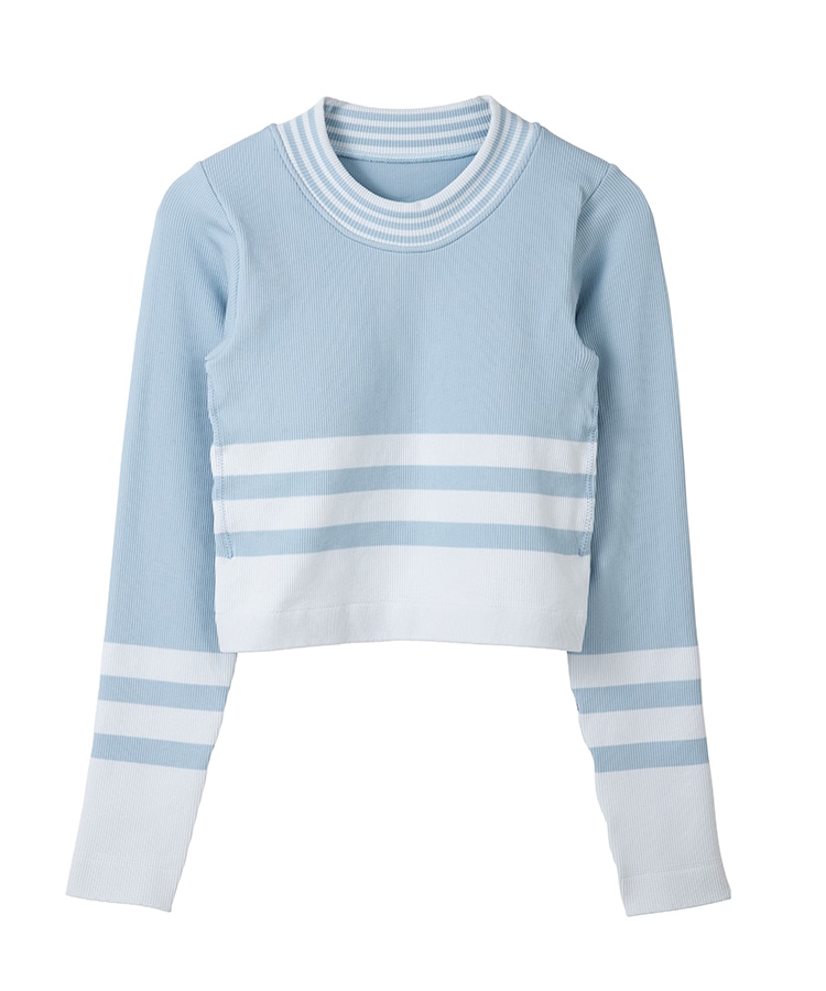 SUKALA】カップ付きボーダーニットロングスリーブトップス(Sサイズ