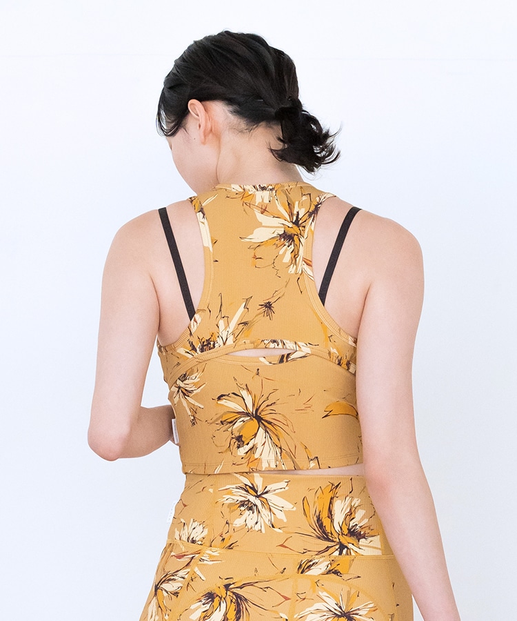 SUKALA】リブBigフラワープリントショートタンクトップ(S・M・Lサイズ