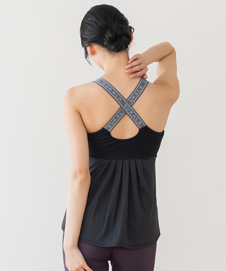 SUKALA】ベーシックバックフレアタンクトップ(S・Lサイズ ブラック