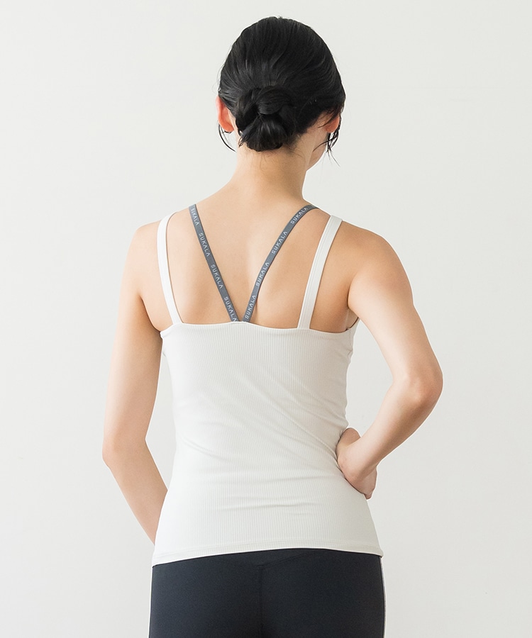 SUKALA】ダブルストラップリブロゴタンクトップ(XS・LLサイズ サンド