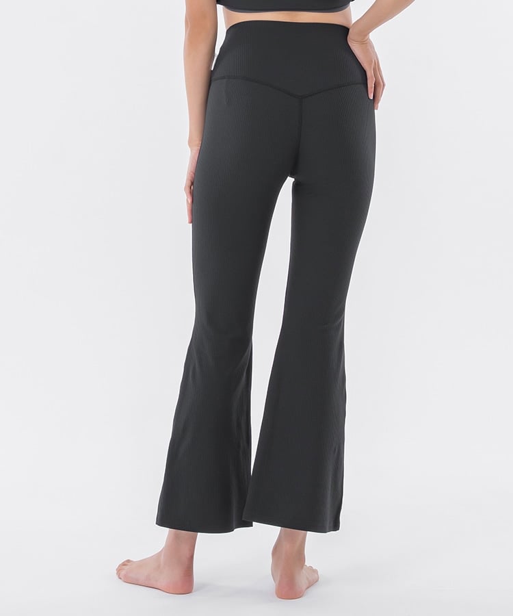 SUKALA】ベーシックリブフレアパンツ(XS・S・M・L・LLサイズ ブラック