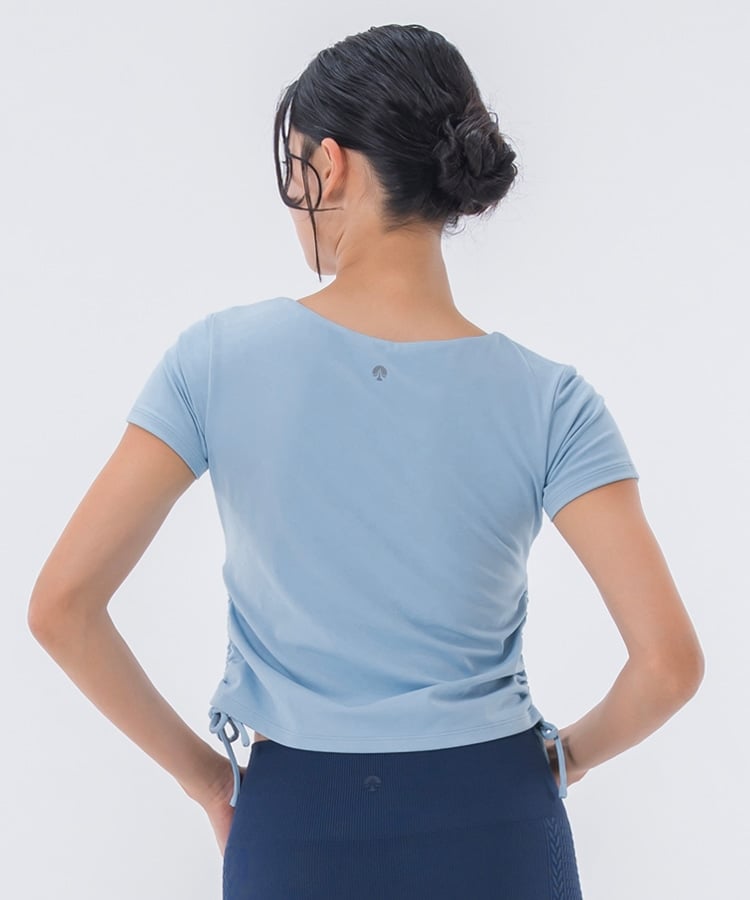 SUKALA】カップ付きルーシュドサイドTee(S・M・Lサイズ サックス