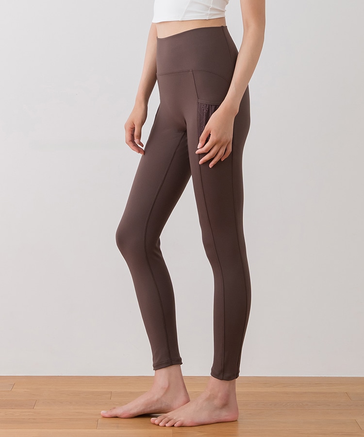 SUKALA】フラワーレースレギンス(XS・S・M・L・LLサイズ ブラウン