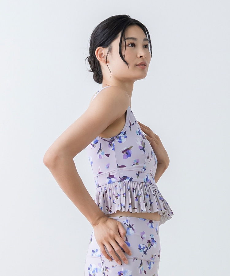 値下げ！スカーラ 花柄 ブルー サックス ブラトップ レギンス 上下