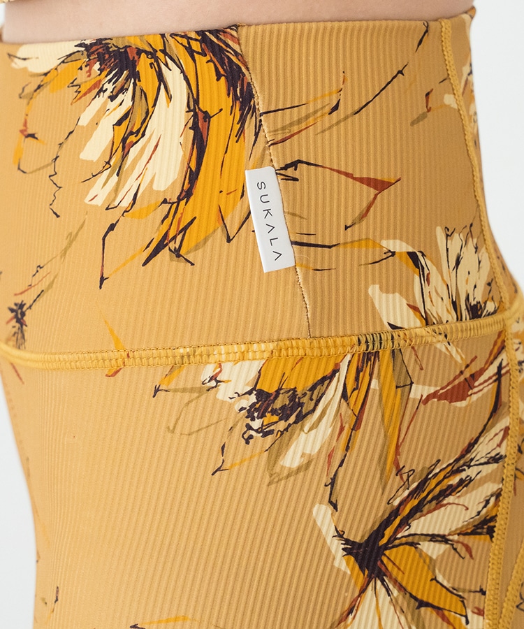 SUKALA】リブBigフラワープリントレギンス(XS・S・Lサイズ スモーク