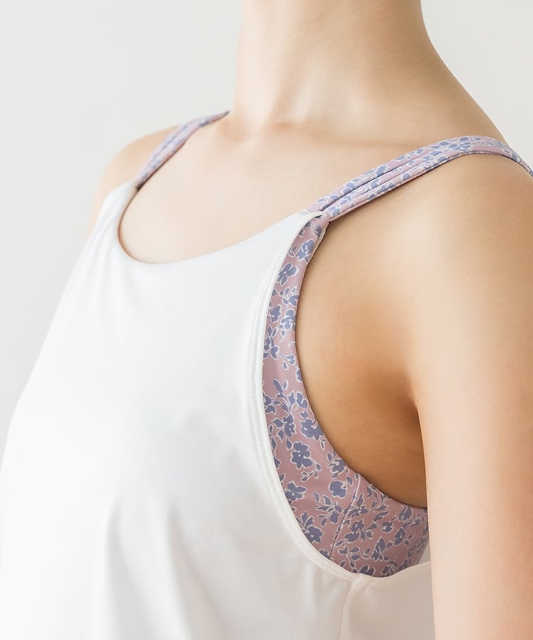 SUKALA】ノスタルジックフラワープリントカバータンクトップ(Sサイズ