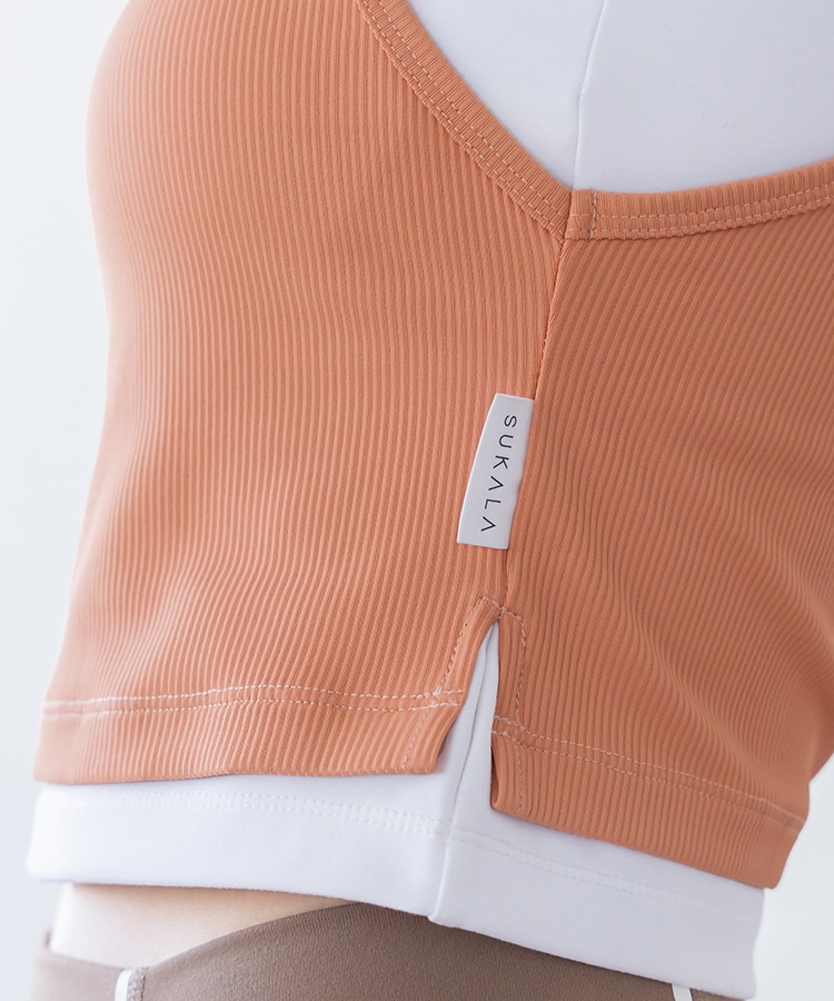 SUKALA】リブコンビショートタンクトップ(Lサイズ スモークオレンジ