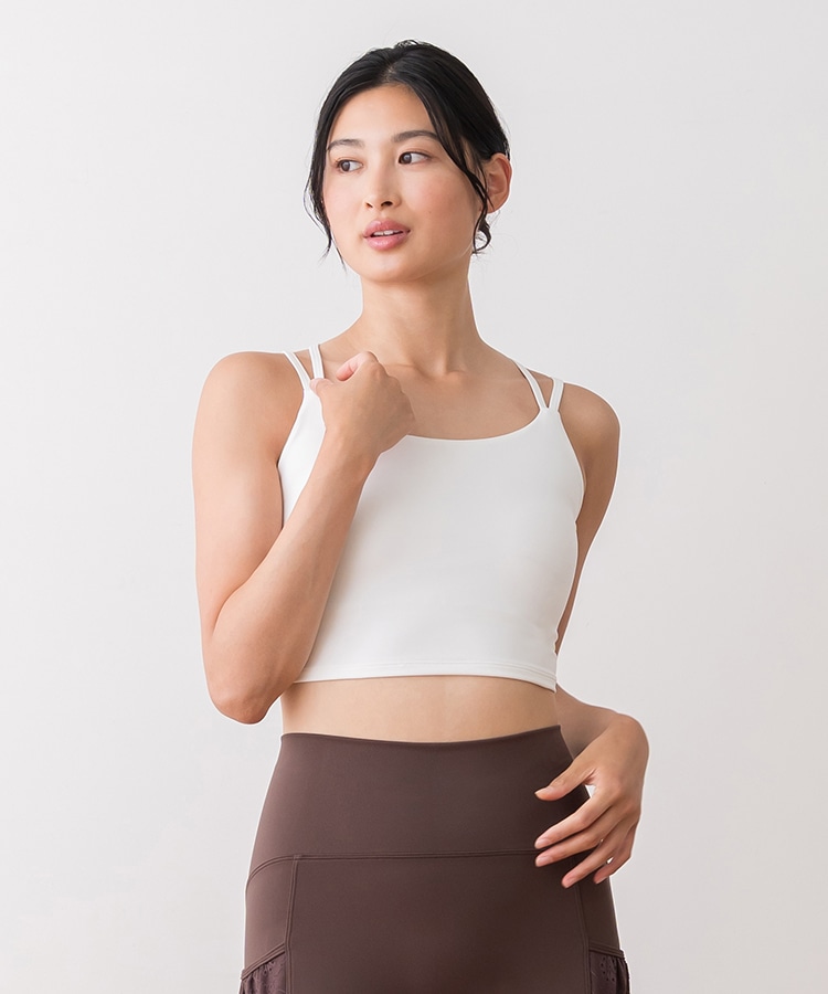 SUKALA】ブラトップ付きフラワーレーストップス(L・LLサイズ オフ