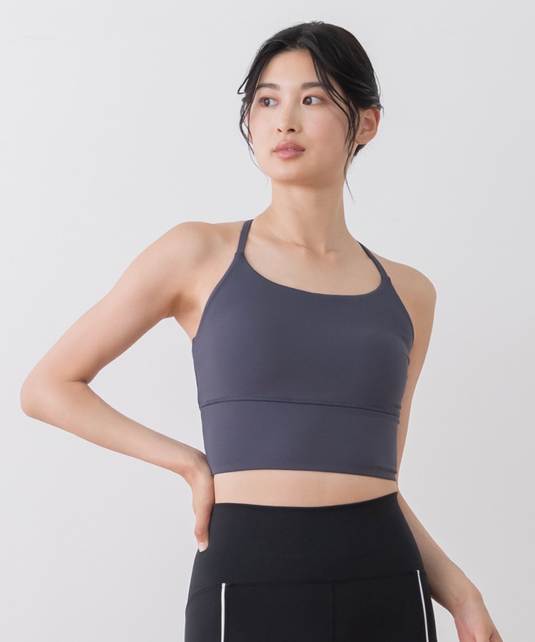 SUKALA】ブラトップ付きペーパーライクタンクトップ(Sサイズ ネイビー