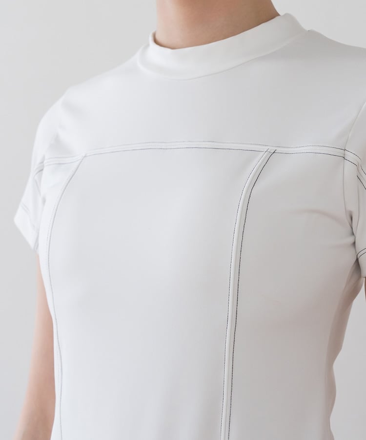 SUKALA】カップ付きミニハイネックTee(Sサイズ ボルドー・ホワイト