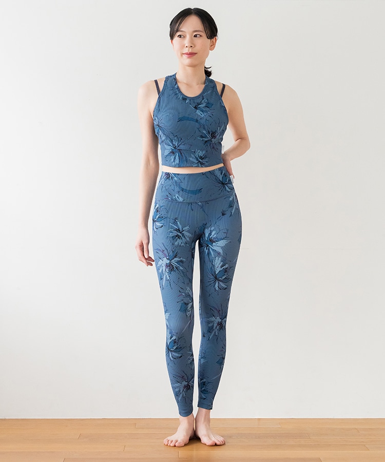 SUKALA】リブBigフラワープリントレギンス(XS・S・Lサイズ スモーク