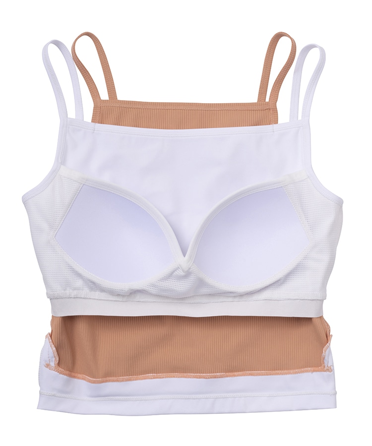 SUKALA】リブコンビショートタンクトップ(Lサイズ スモークオレンジ