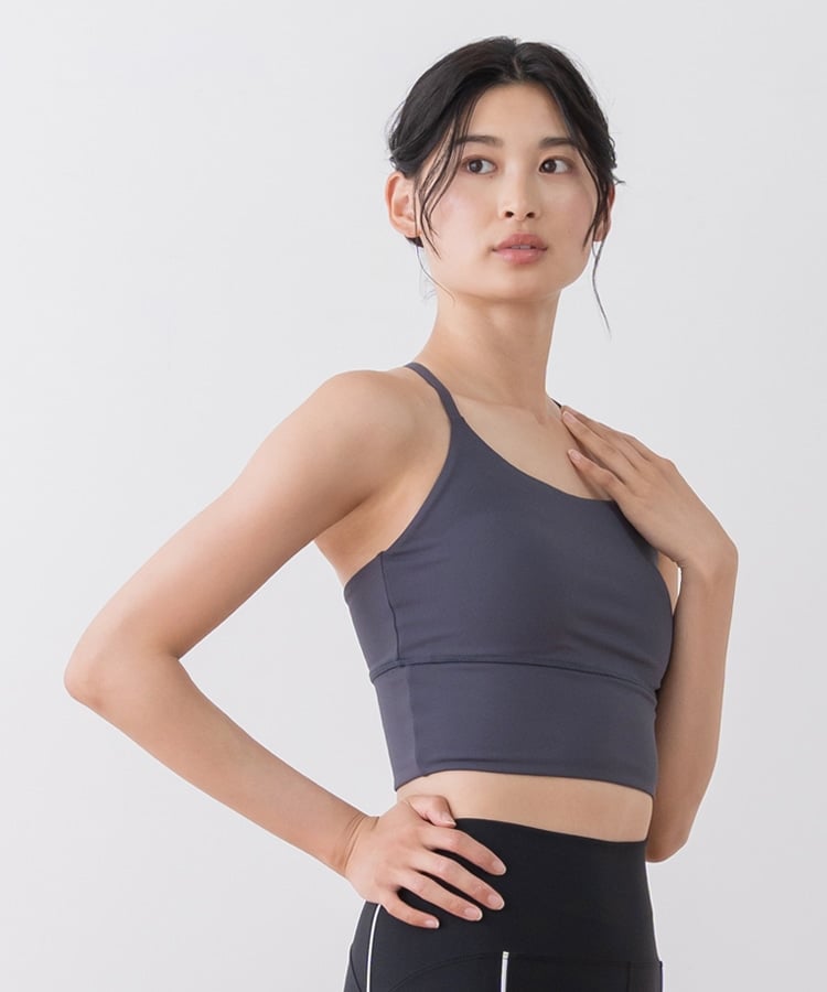 SUKALA】ブラトップ付きペーパーライクタンクトップ(Sサイズ ネイビー