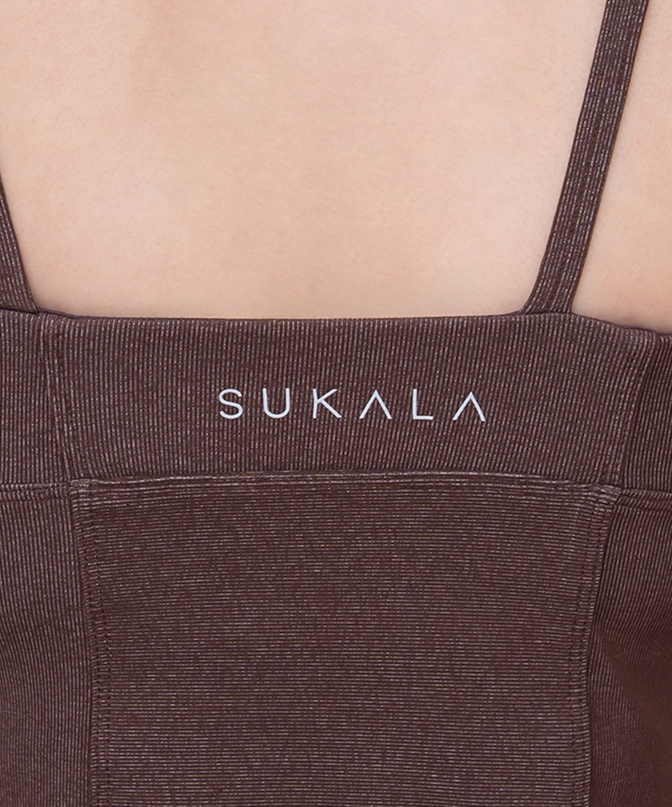 SUKALA】リブデニムロングキャミソール(XSサイズ チョコレートブラウン