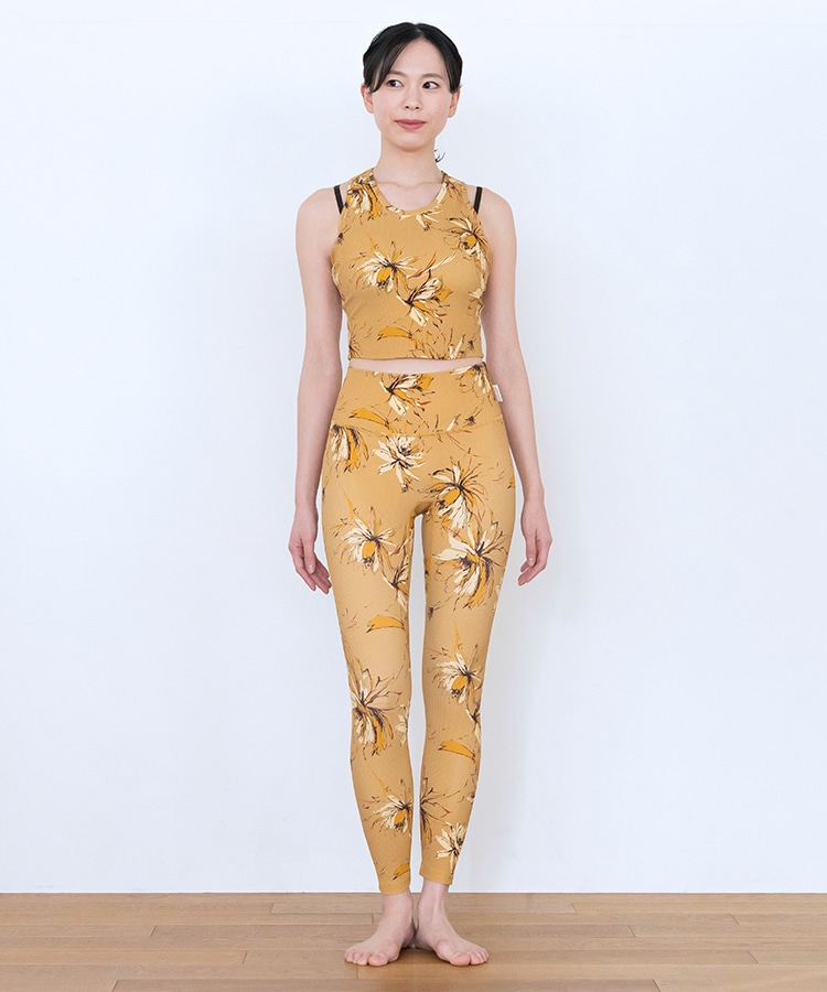 SUKALA】リブBigフラワープリントレギンス(XS・S・Lサイズ スモーク