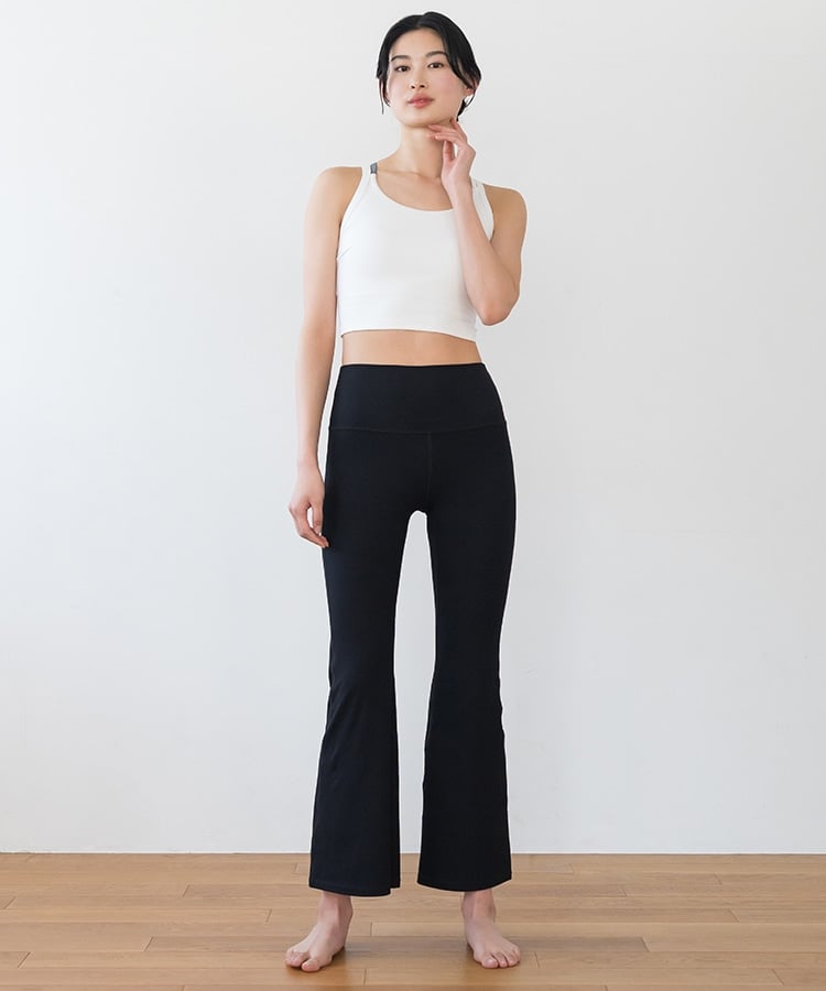 SUKALA】ベーシックリブフレアパンツ(XS・S・M・L・LLサイズ ブラック
