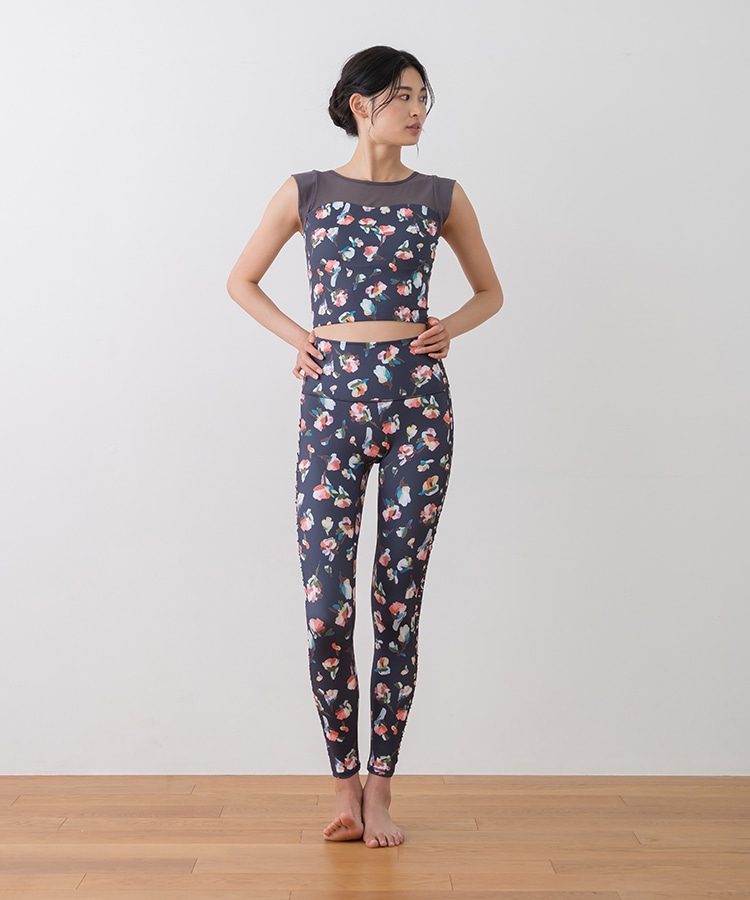 SUKALA】ローズプリントレギンス(XS・S・M・Lサイズ ブラック