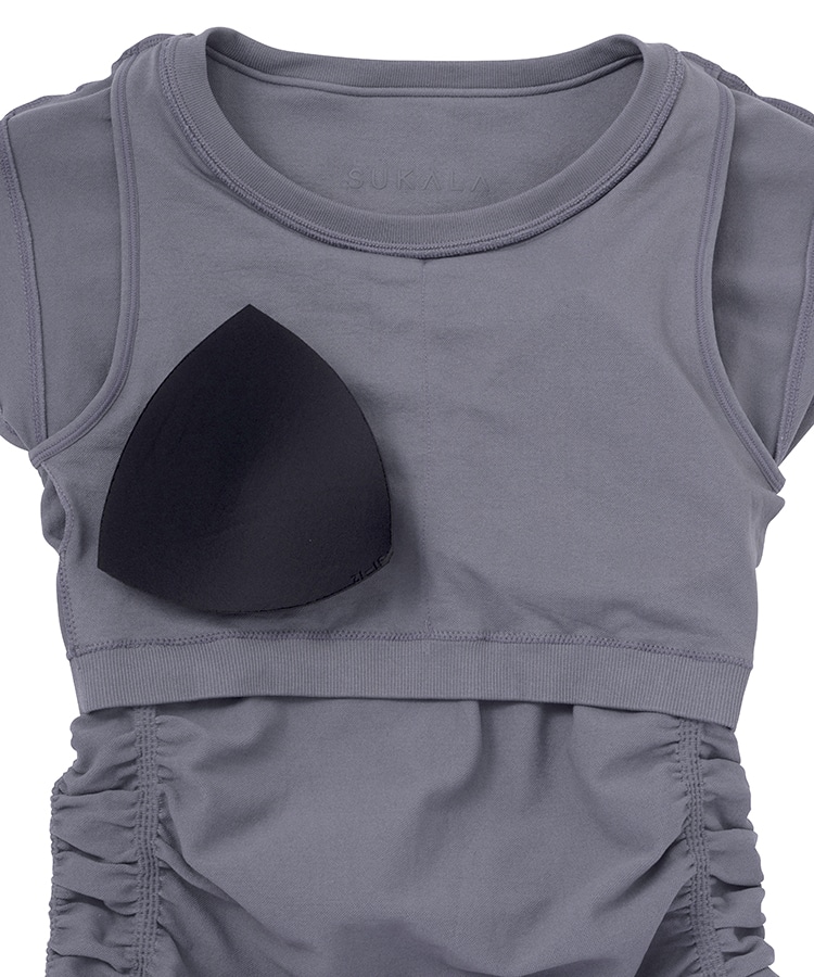 SUKALA】カップ付きエンハンスTee(S・M・Lサイズ チャコール・ホワイト