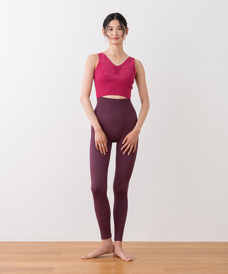 SUKALA】アクティブデイジーレギンス(Lサイズ ブラウン・ワイン