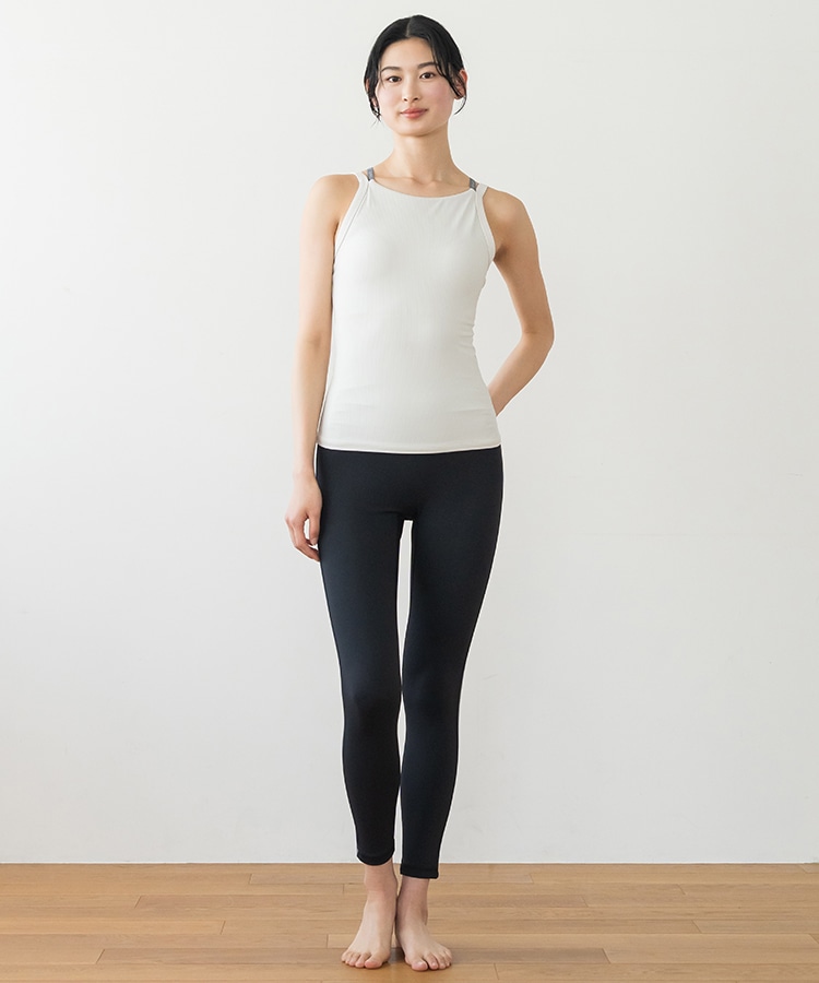 SUKALA】ダブルストラップリブロゴタンクトップ(XS・LLサイズ サンド