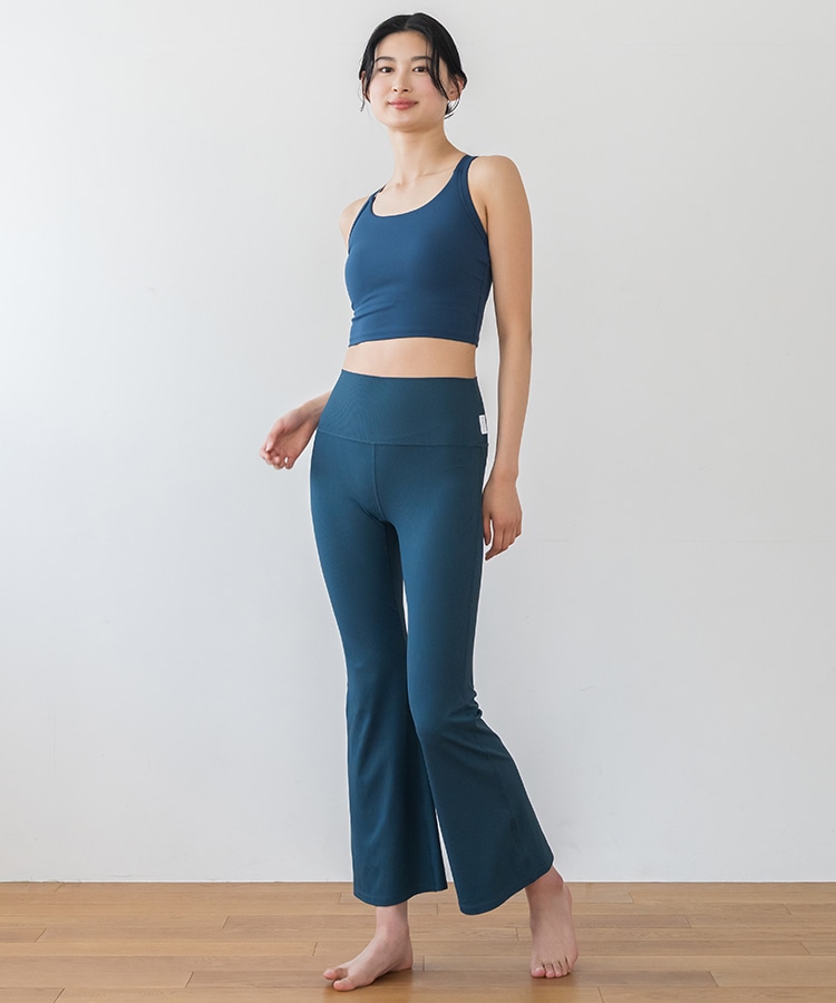 SUKALA】ベーシックリブフレアパンツ(XS・S・M・L・LLサイズ ブラック