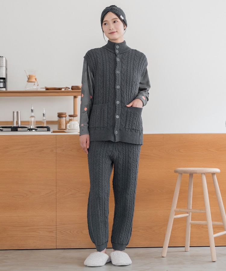 SUKALA HOME】リラックスフィルセラケーブルニットベスト(M・Lサイズ