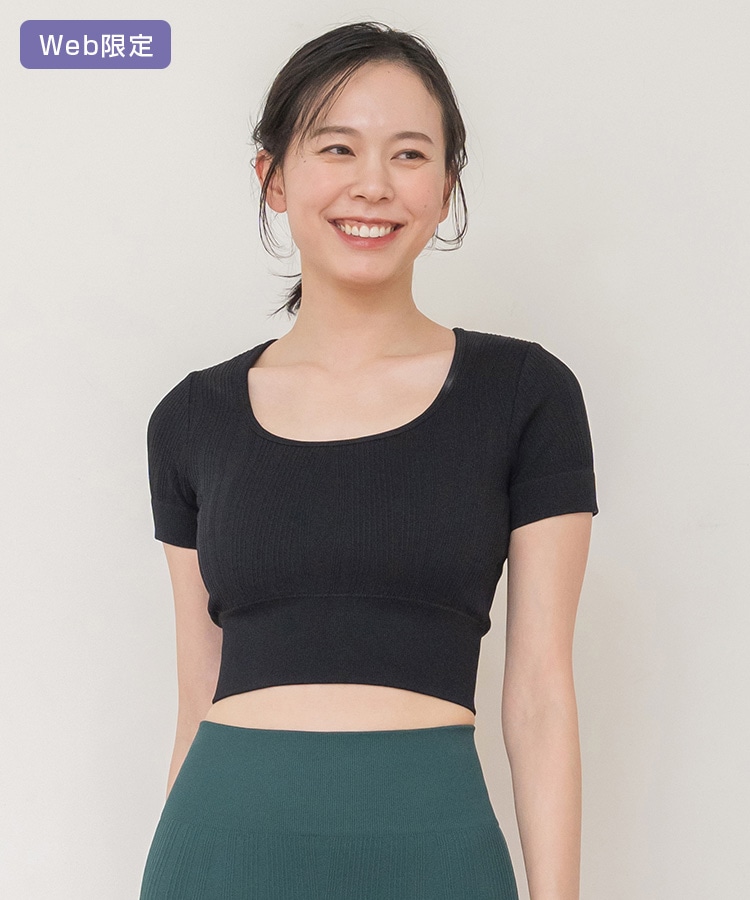SUKALA】ウエーブリブアクティブクロップドトップス(S・M・Lサイズ