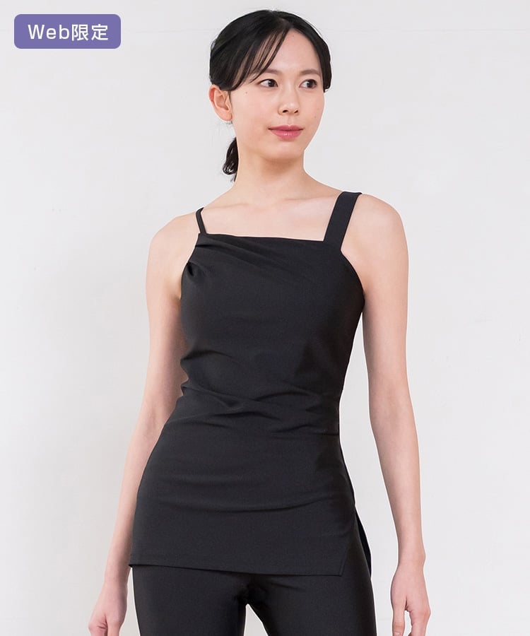 SUKALA】シャインストレッチアシンメトリーチュニック(XS・S・M・L