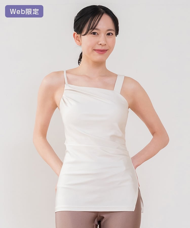 SUKALA】シャインストレッチアシンメトリーチュニック(XS・S・M・L