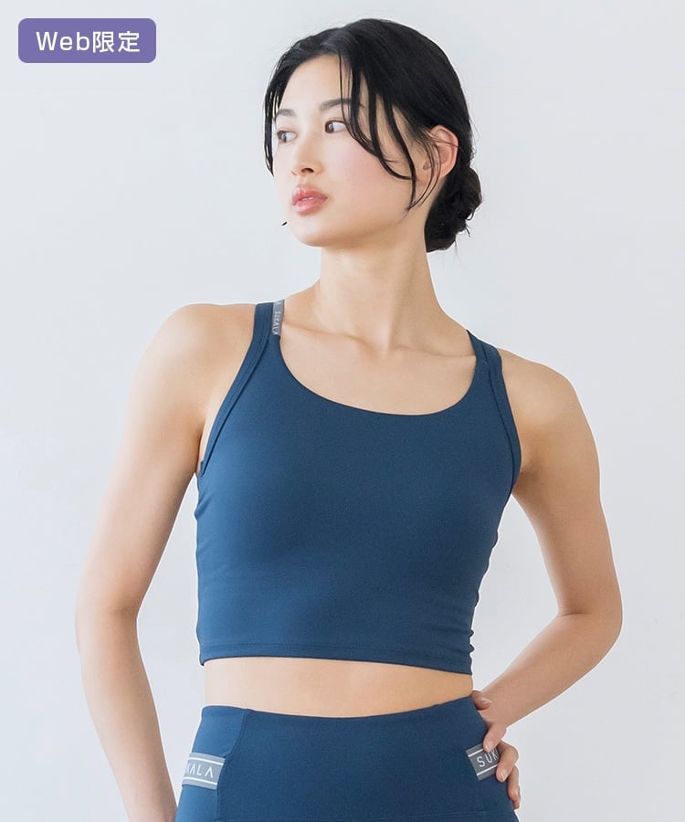 SUKALA】ベーシッククロスロゴブラトップ(XSサイズ ネイビーブルー