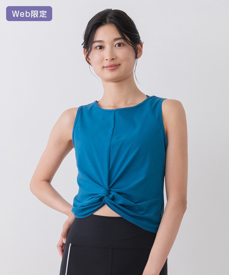 SUKALA】ブラトップ付きペーパーライクタンクトップ(Sサイズ ネイビー