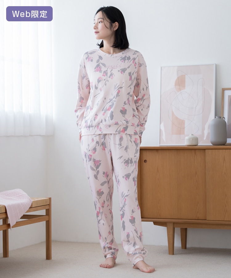 SUKALA HOME】リラックスフィルセラカーマフラワーパジャマ(Lサイズ