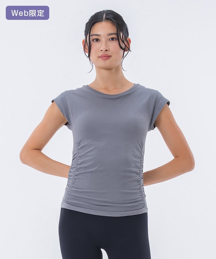 SUKALA】カップ付きエンハンスTee(S・M・Lサイズ チャコール・ホワイト