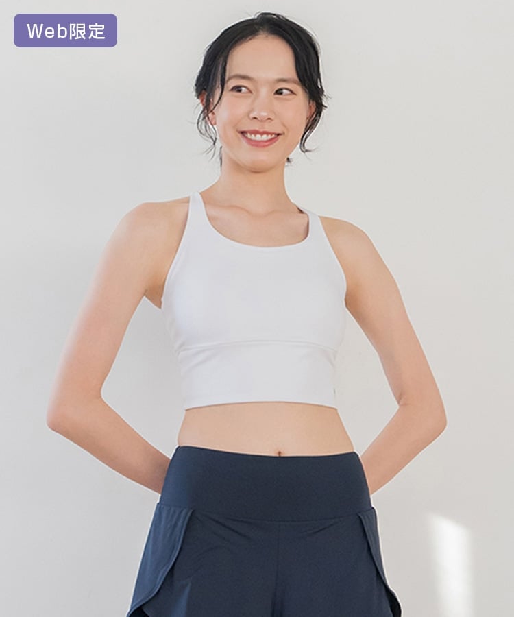 SUKALAヨガウェアブラトップM SUKALAミックスフラワークロスロゴブラ