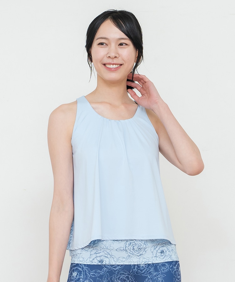 SUKALA】ブルーミングフラワープリーツタンク(Sサイズ クリアブルー