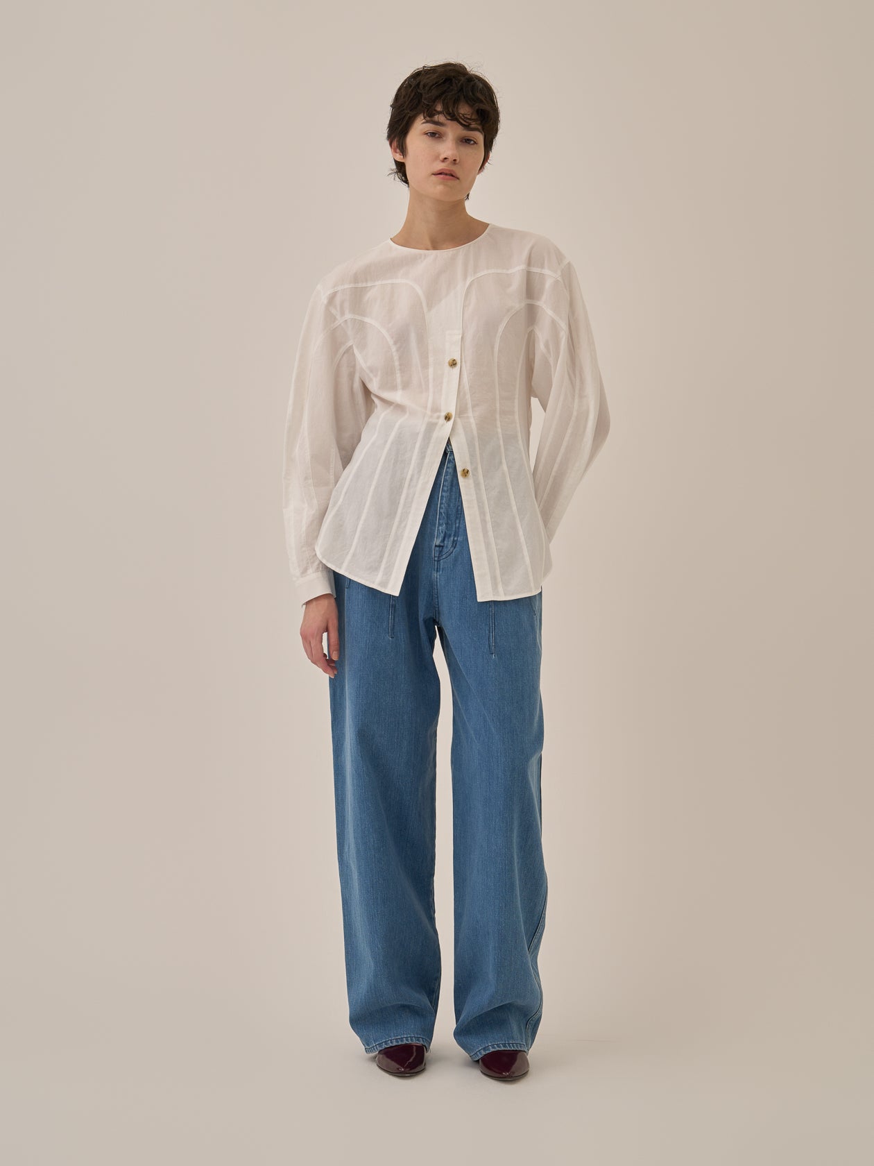 Miriam panel denim pants BL | AKIRANAKA ONLINESTORE