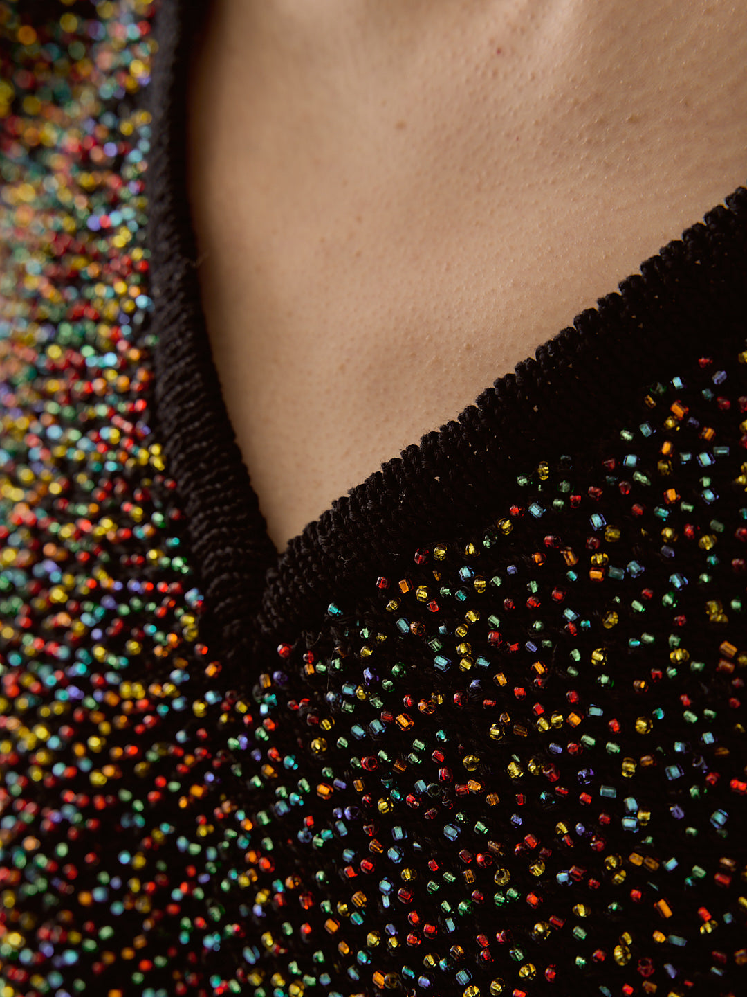 Karachi glass beads handknit vest BK | AKIRANAKA ONLINESTORE