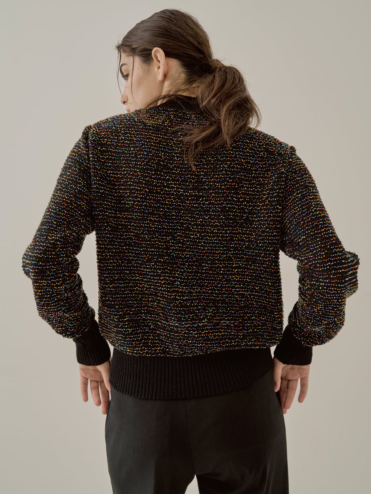 Karachi glass beads handknit pullover BK | AKIRANAKA ONLINESTORE