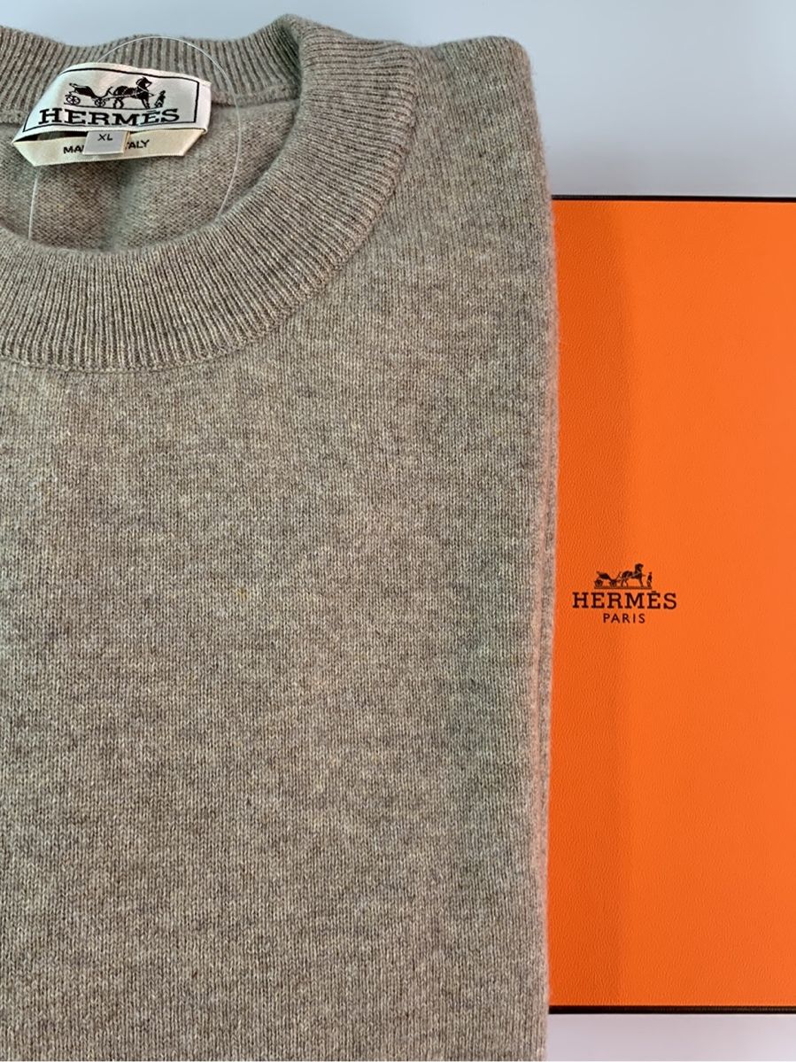 HERMES カシミヤラグランセーターM カシミア混○HERMES ラグランニット