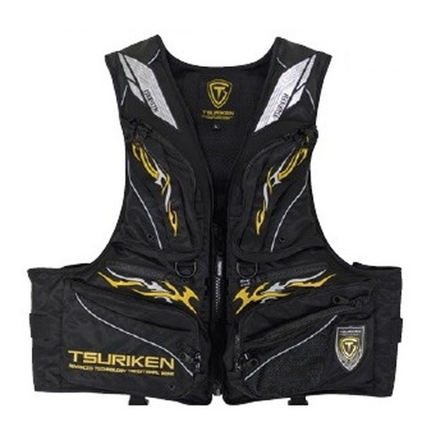 釣研 ライフジャケット フローティングベストTV251ブラック/シルバーXL