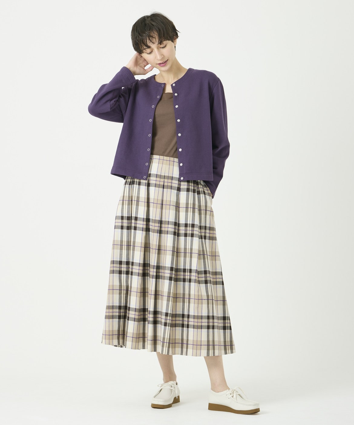 タックフレアロングチェックスカート｜DAY by DAY It's international