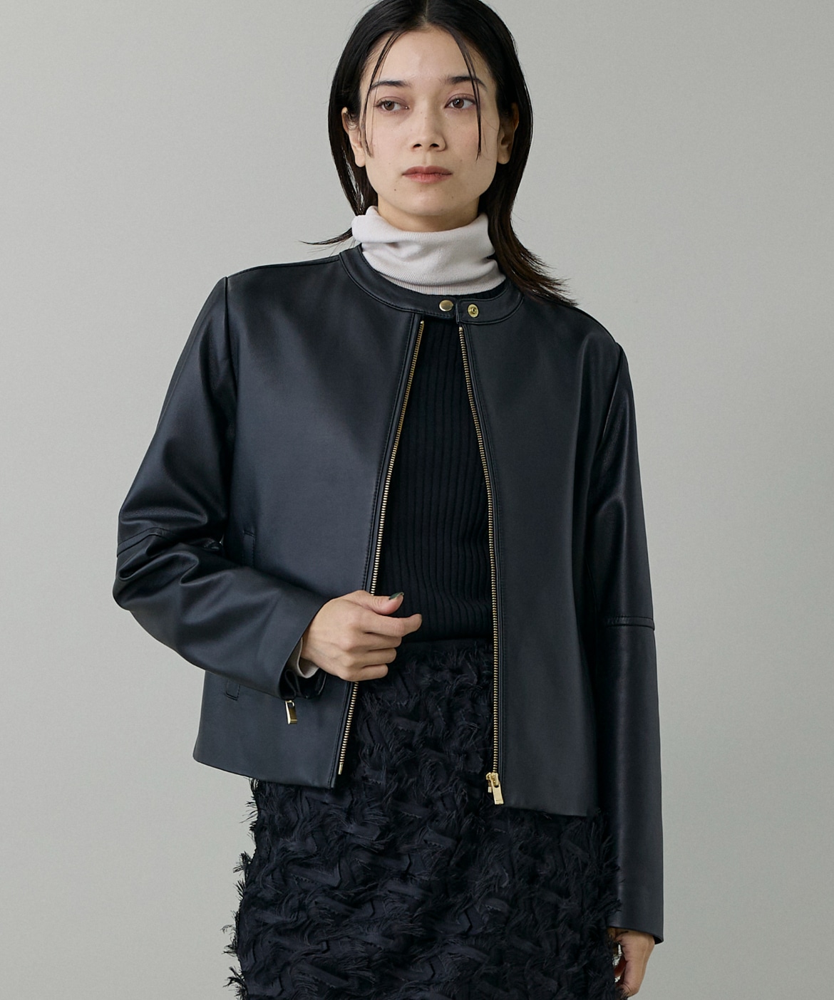 ラムレザー ジップアップブルゾン｜INED（イネド）｜フランドル