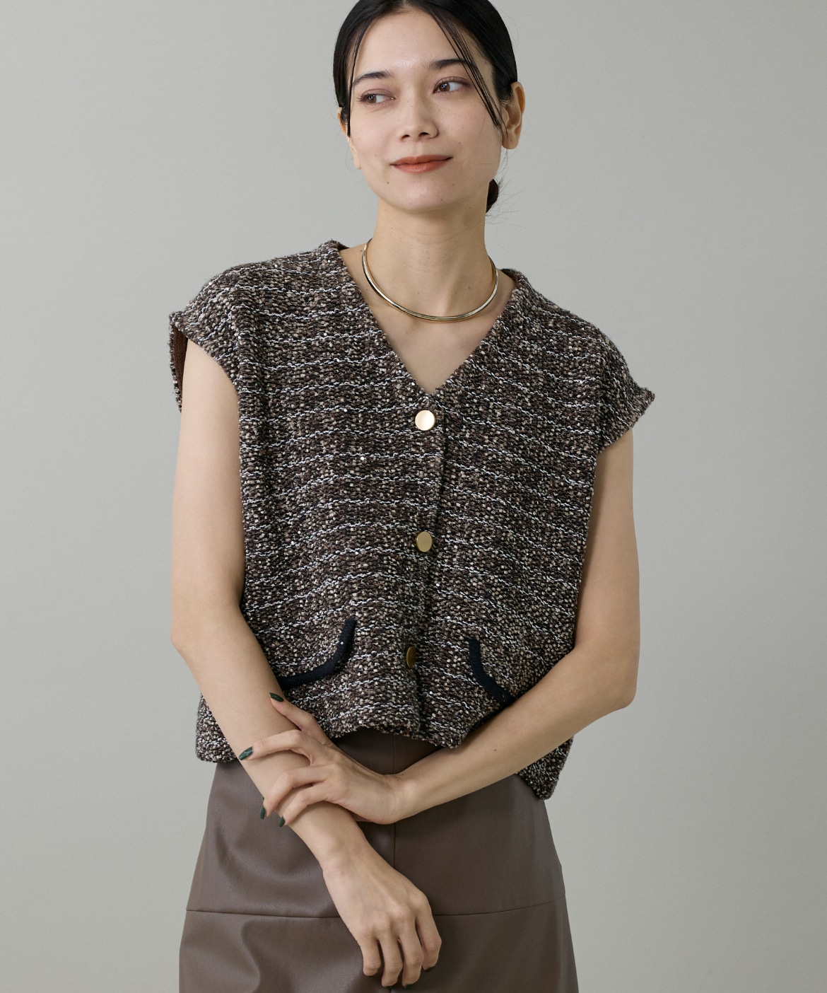 ツイード風ジレ｜INED（イネド）｜フランドル（FLANDRE）オンライン